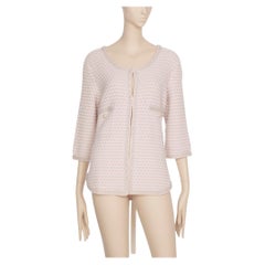 Chanel Cardigan en tweed de cachemire rose avec bande de taille 42 FR