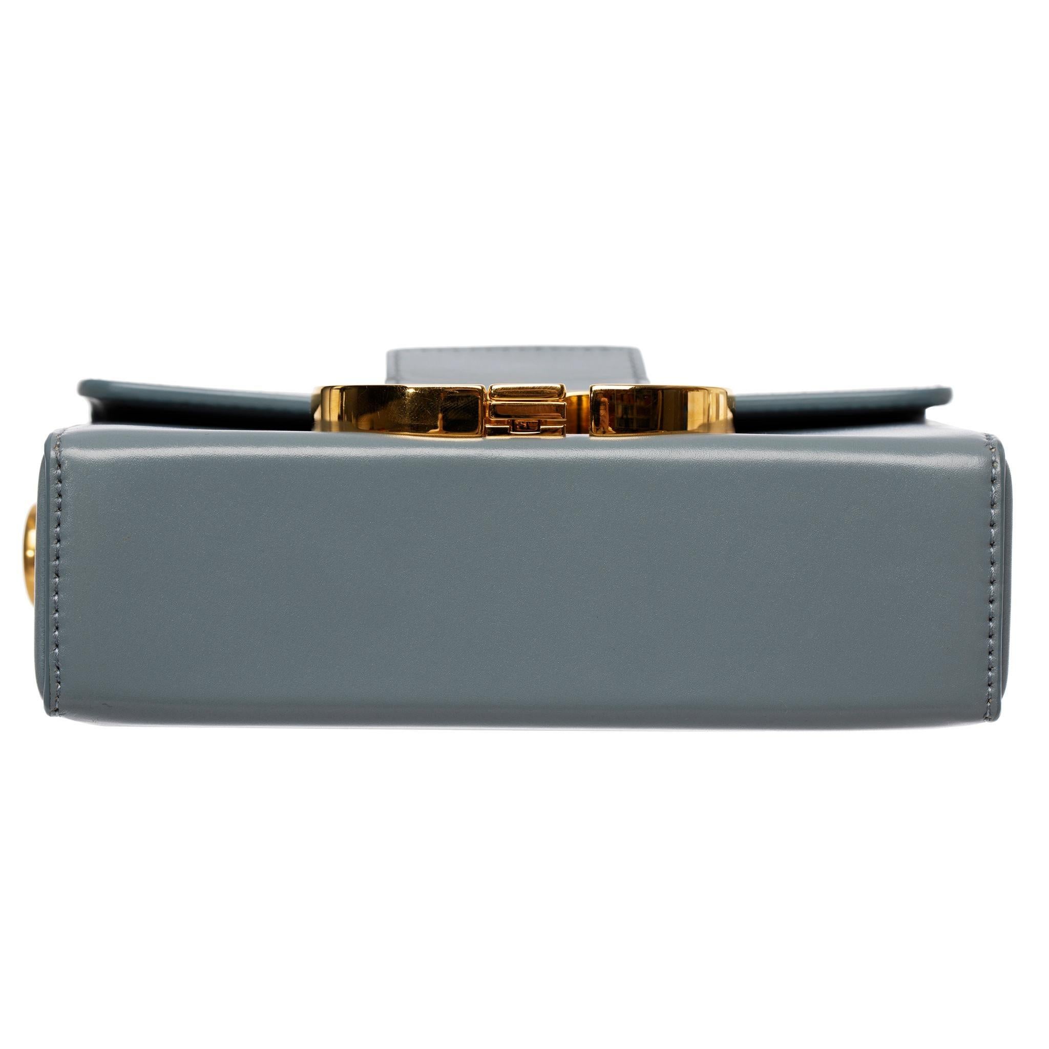 Christian Dior 30 Borsa Montaigne in pelle blu-grigia con hardware in tonalità oro in vendita 6