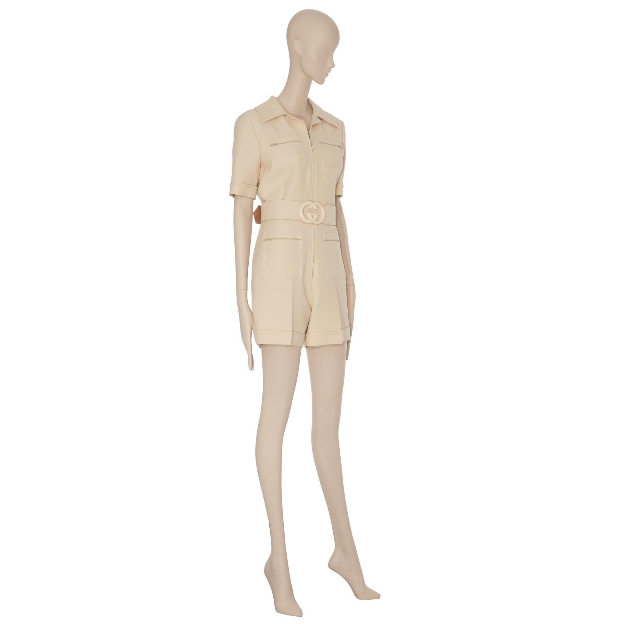 Gucci Mono Corto con Cinturón Mujer Marfil 38 IT Beige en venta