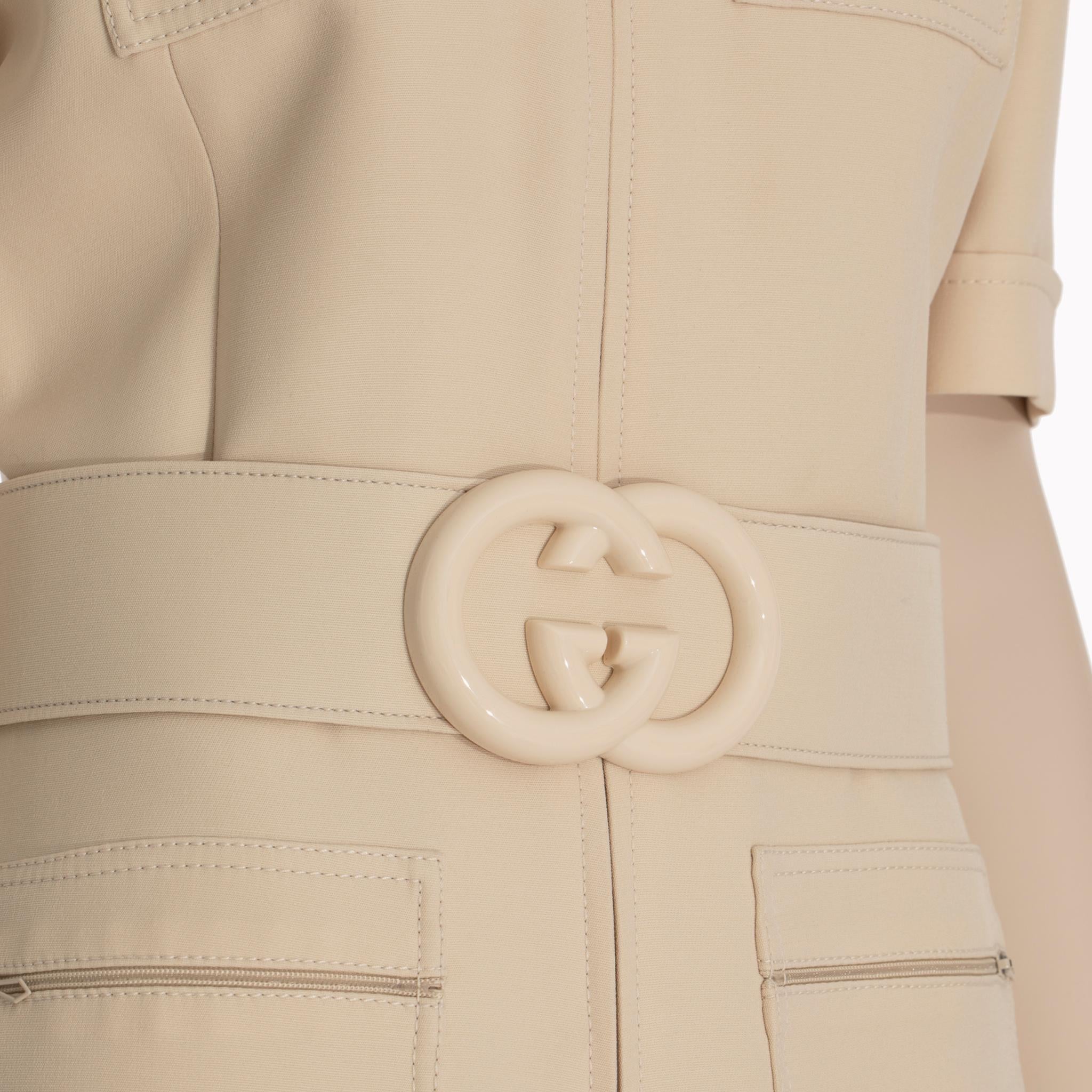 Gucci Mono Corto con Cinturón Mujer Marfil 40 IT en venta 7