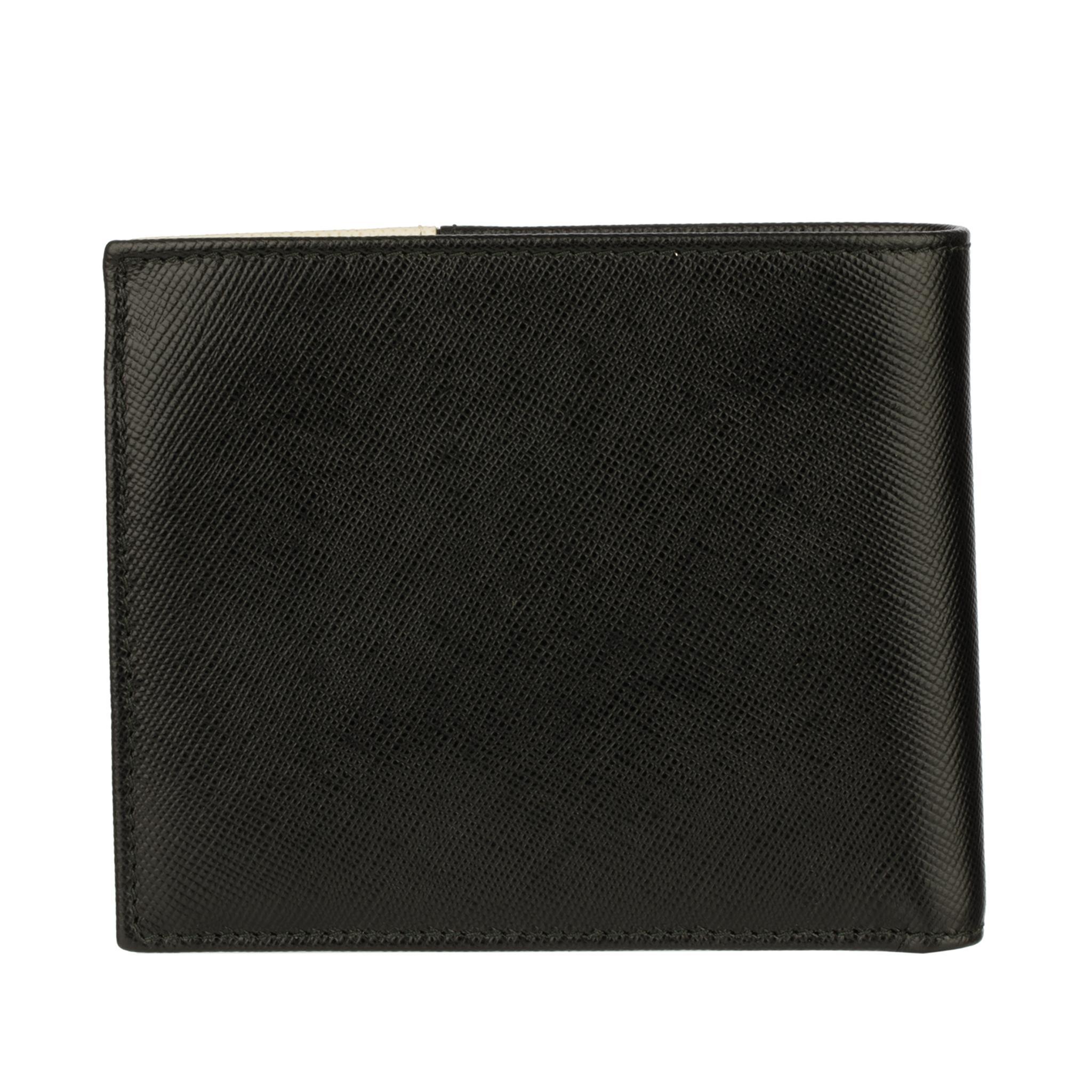 Portafoglio uomo Prada Bi-Fold in pelle saffiano nera e grigia in vendita 4