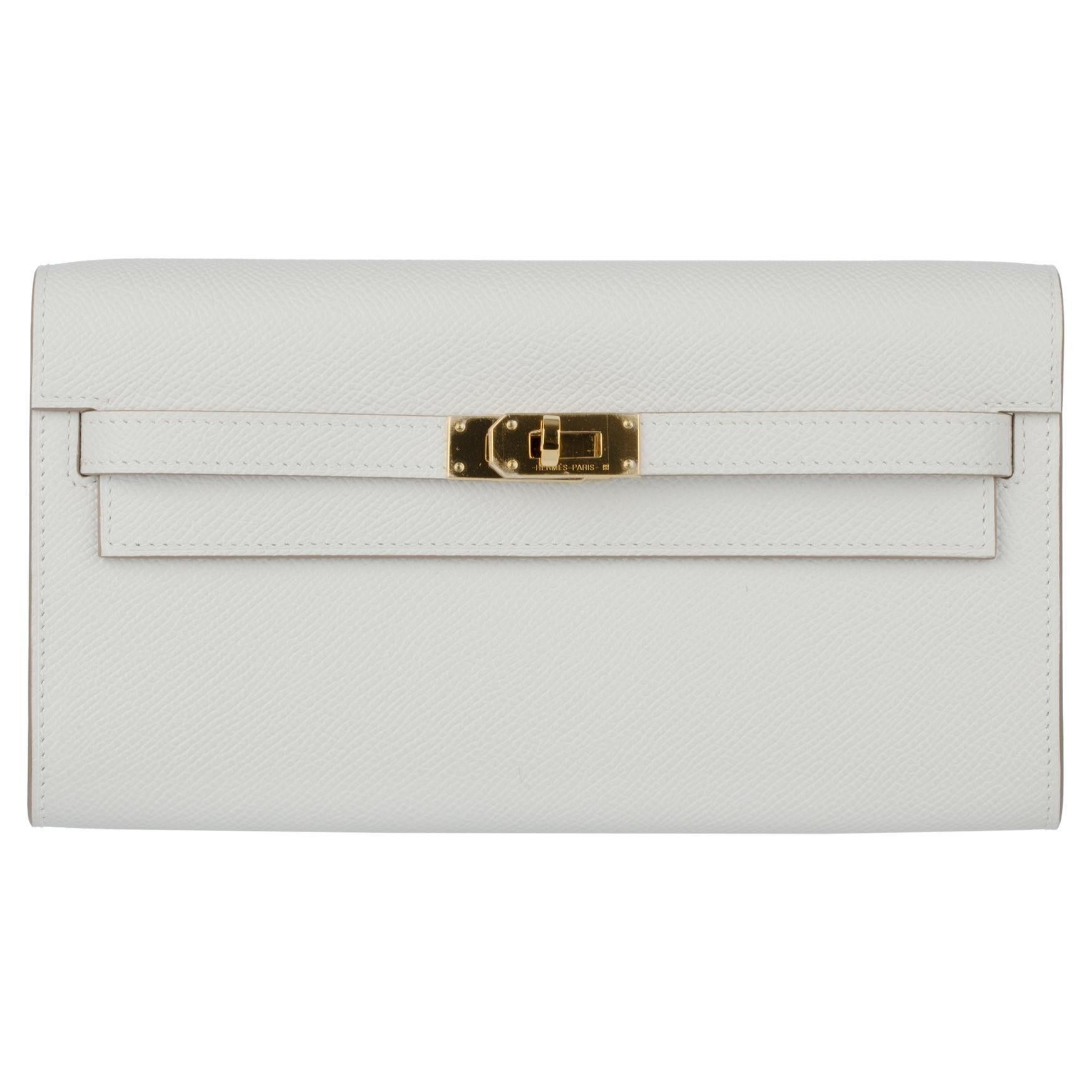 Hermes Kelly-To-Go Gris Blass Epsom Leder Gold Hardware im Angebot