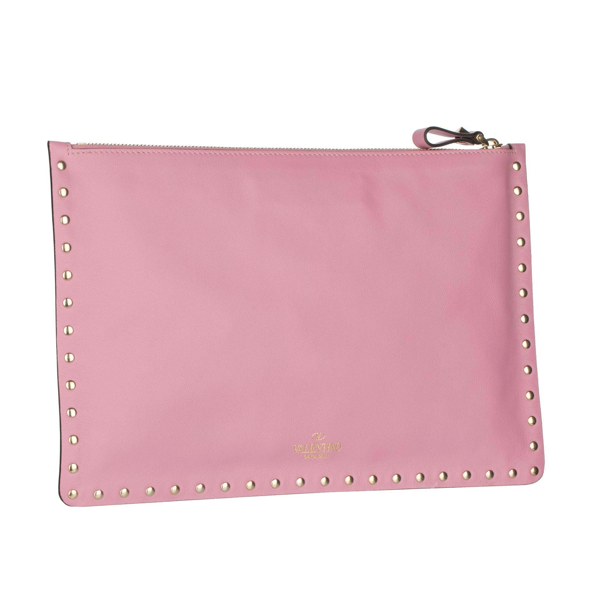 Valentino Mauve Rockstud Lederbeutel (Beige) im Angebot