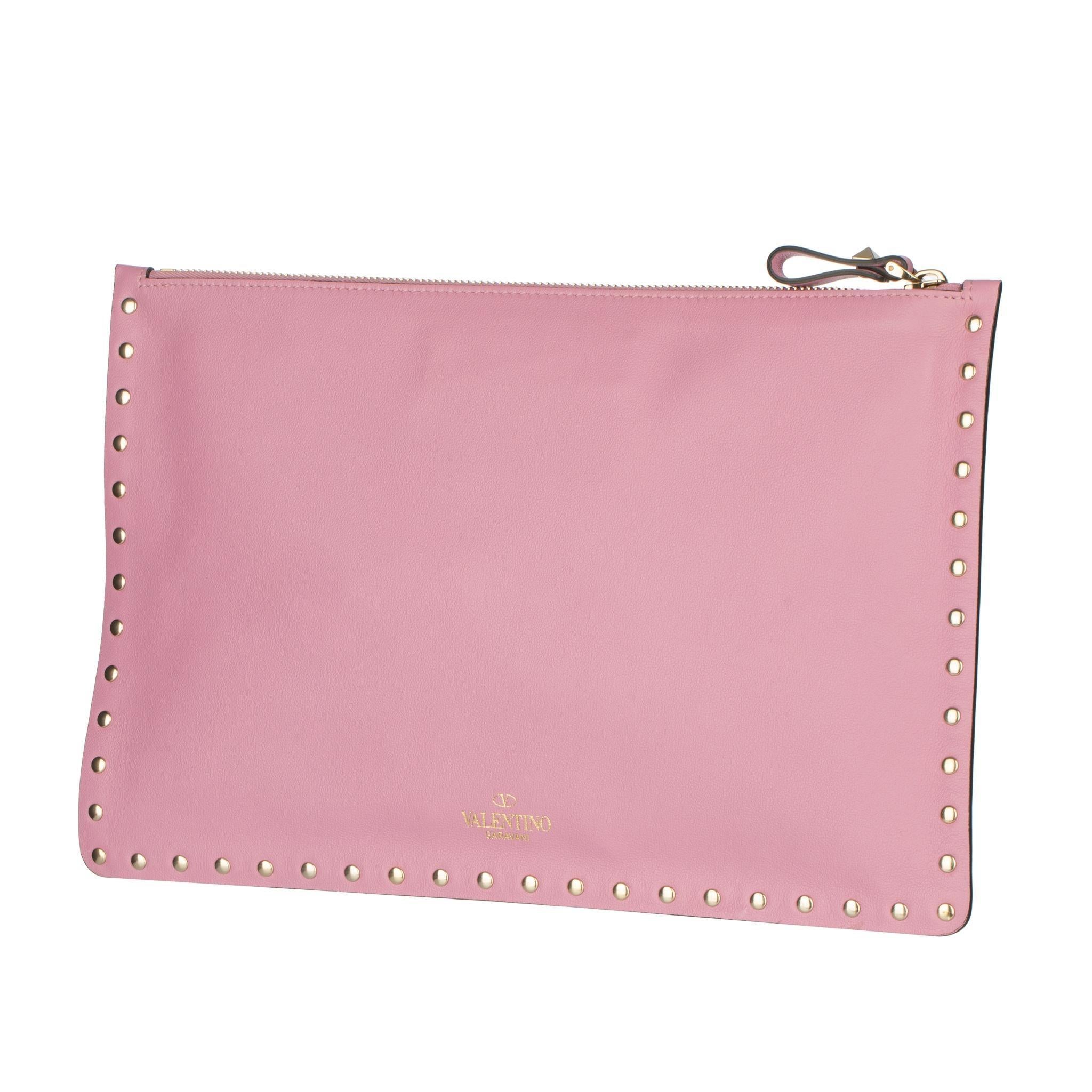 Valentino Mauve Rockstud Lederbeutel Damen im Angebot
