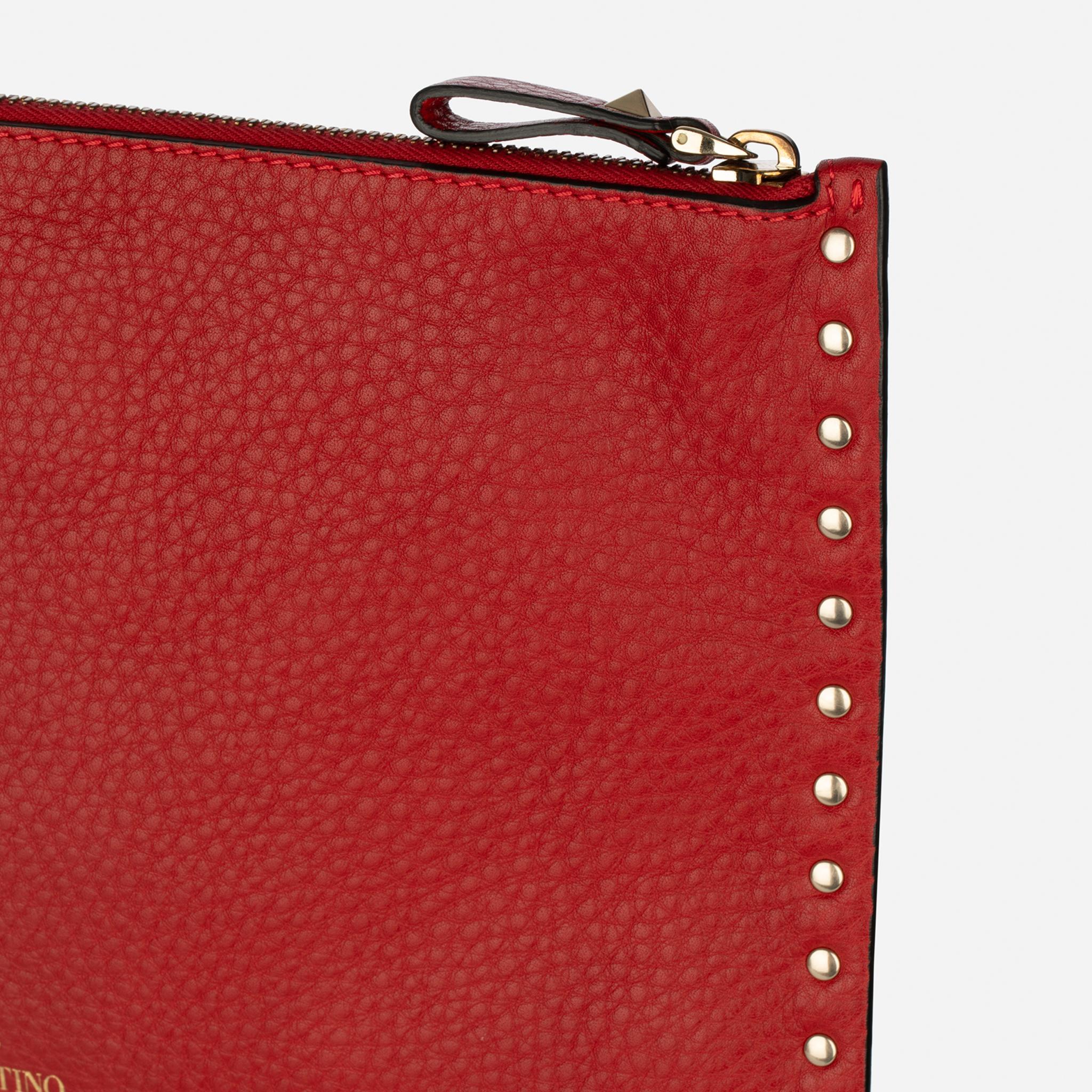 Valentino Rote Rockstud-Ledertasche im Angebot 1