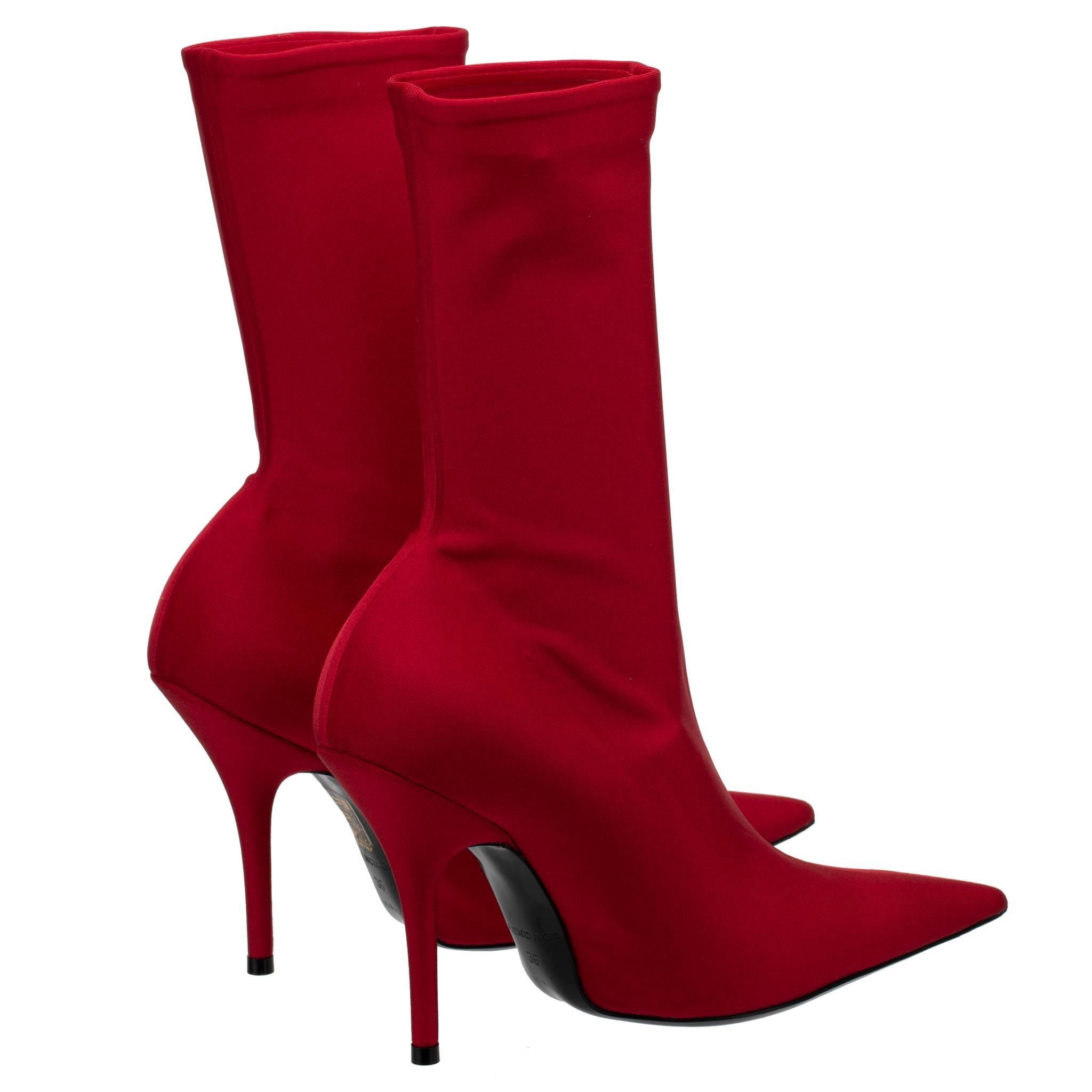 De las mujeres Balenciaga Botín de punto elástico Rojo 36 FR en venta