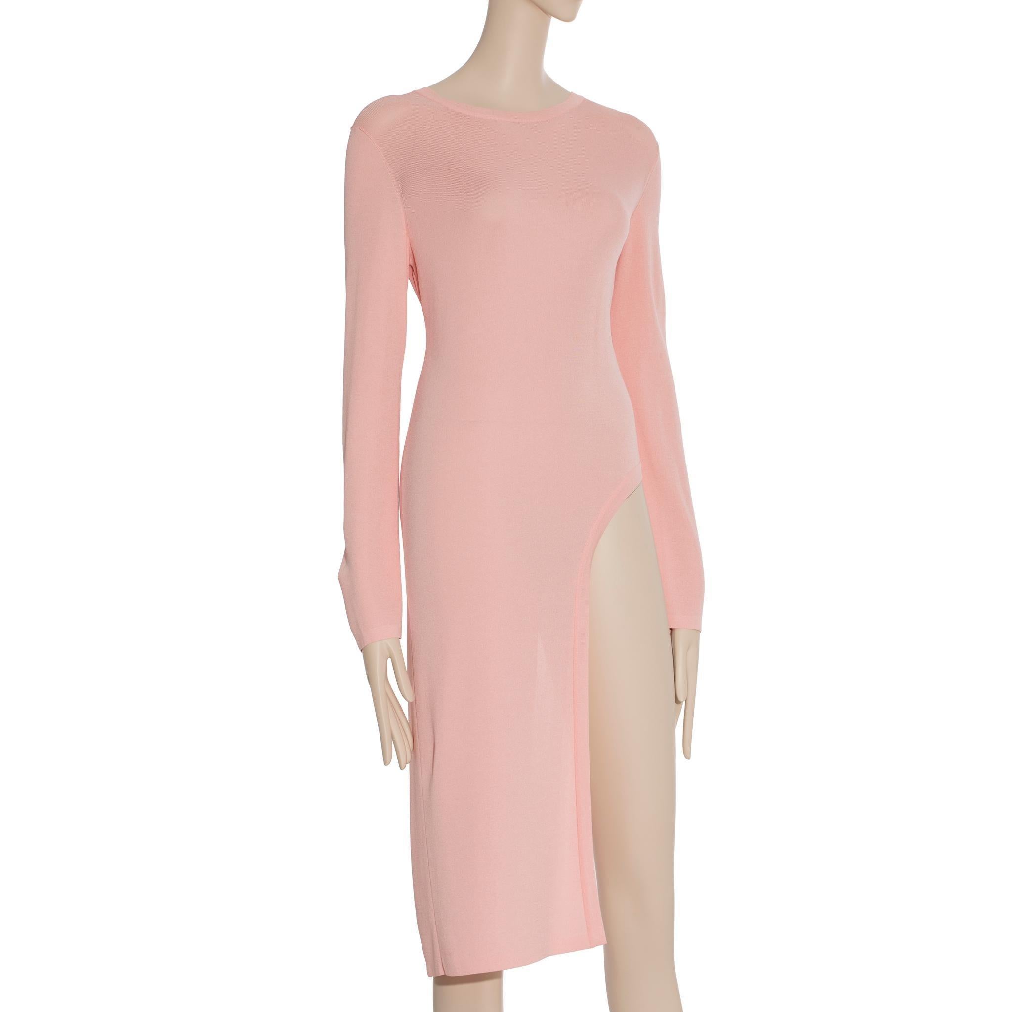 Chanel Knit Rosa Langarm Kleid/Top 40 FR (Beige) im Angebot