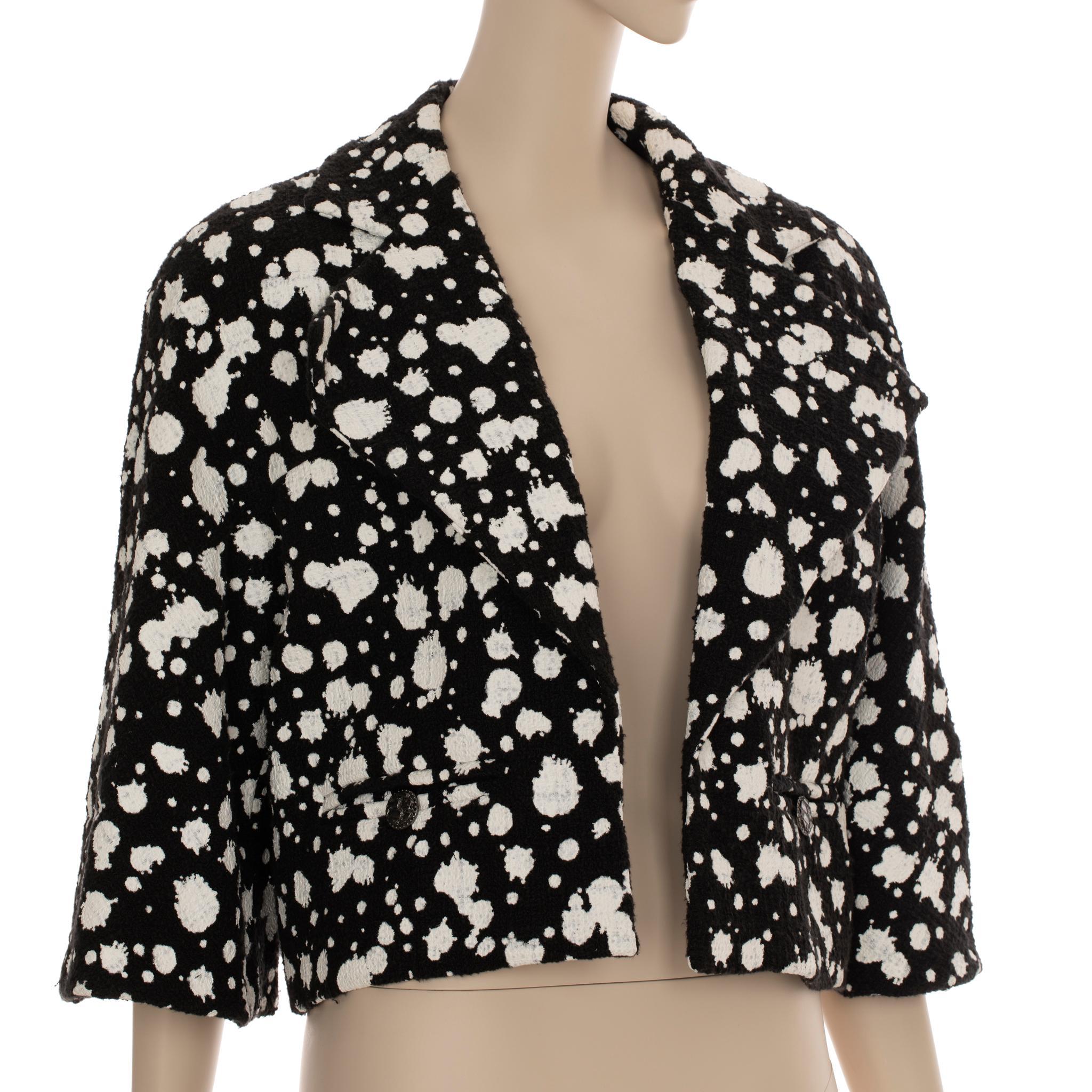 Giacca Chanel nera e bianca 38 FR in vendita 1