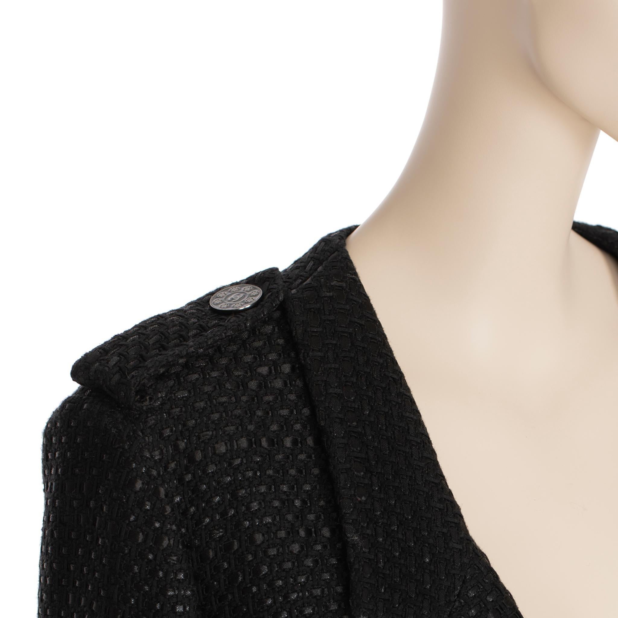 Blazer Chanel in tweed nero con un solo bottone 42 FR in vendita 4