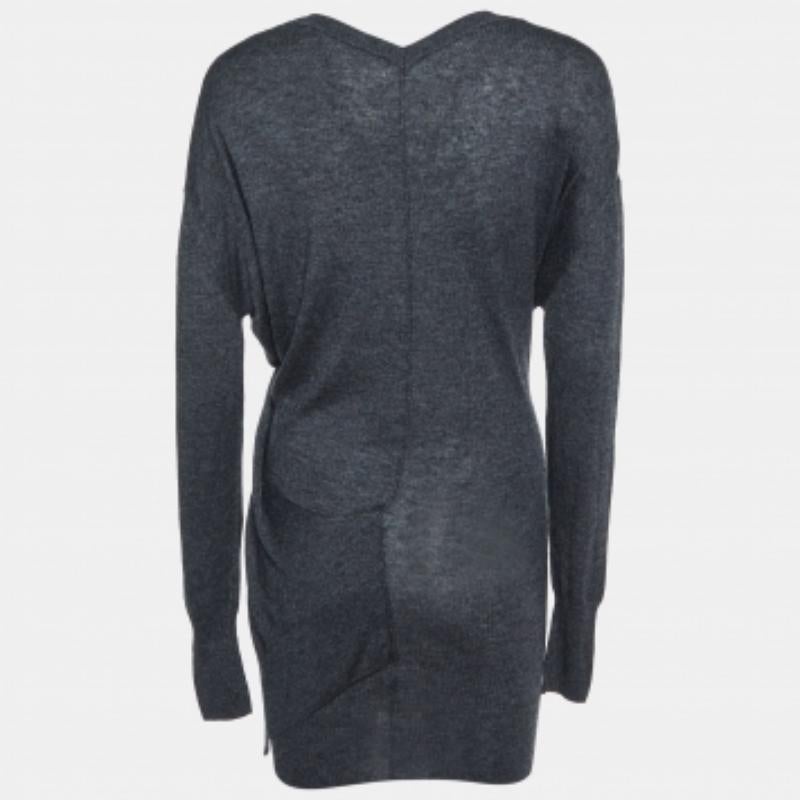 Isabel Marant Etoile Gris Mini robe drapée en laine mélangée XS en vente 1