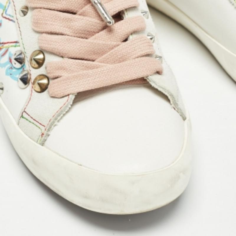 Zadig & Voltaire Weiß Leder und Wildleder Lace Up Sneakers Größe 36 im Angebot 2
