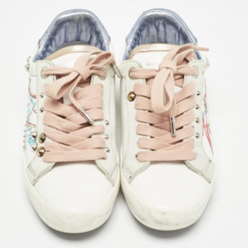 Zadig & Voltaire Weiß Leder und Wildleder Lace Up Sneakers Größe 36 im Angebot 3