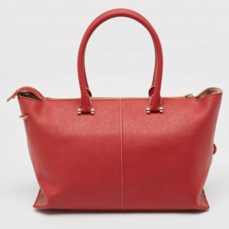 DKNY - Fourre-tout à fermeture éclair Bryant Park en cuir rouge en vente 1