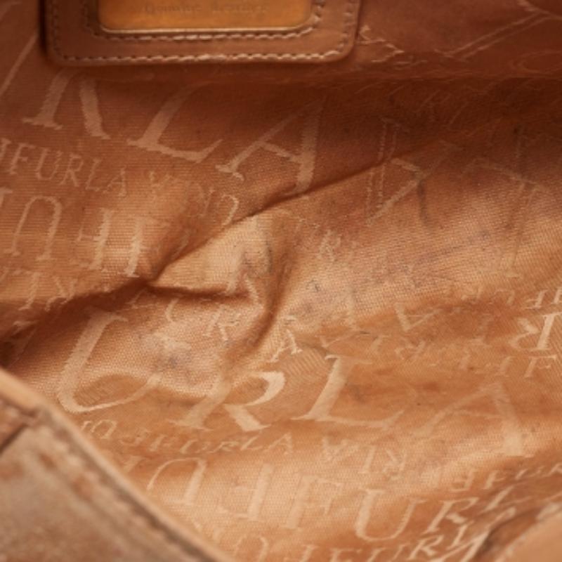 Furla Hobo en daim beige, autruche embossée et boucle en cuir en vente 5