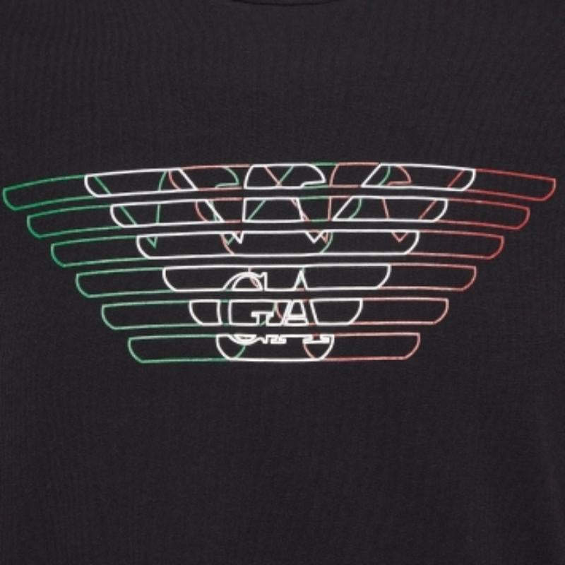 Emporio ARMANI Camiseta de algodón negra con logo XXL en venta 1