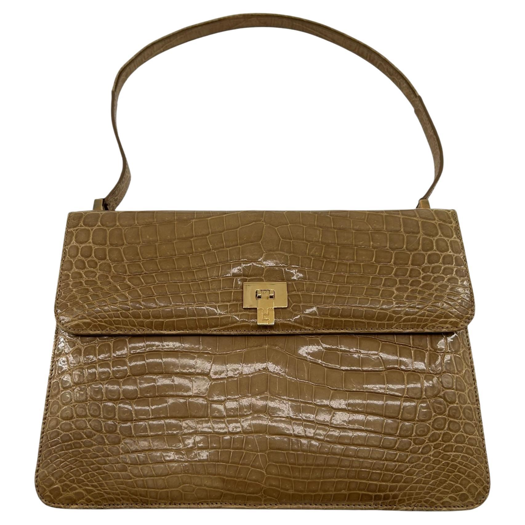 Lambertson Truex Tan Baby Krokodil Handtasche