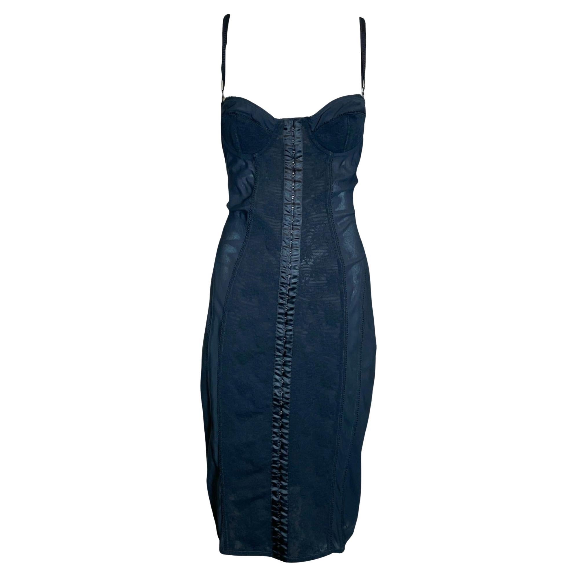 Dolce & Gabbana Y2K Black Mesh Lingerie Dress with Built In Bra