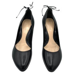 Alexander McQueen Black Leather Lace Up Bondage Kitten Heels, 2000s