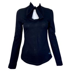 Vivienne Westwood Red Label Black Wool Tie-Neck Knit Shirt, 1990s