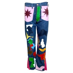 Wrangler Jeans mit abstraktem Technicolor-Leder-Patchwork, 1960er Jahre