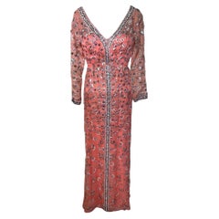 Malcolm Starr Early Pink Embellished Gown, 1970s