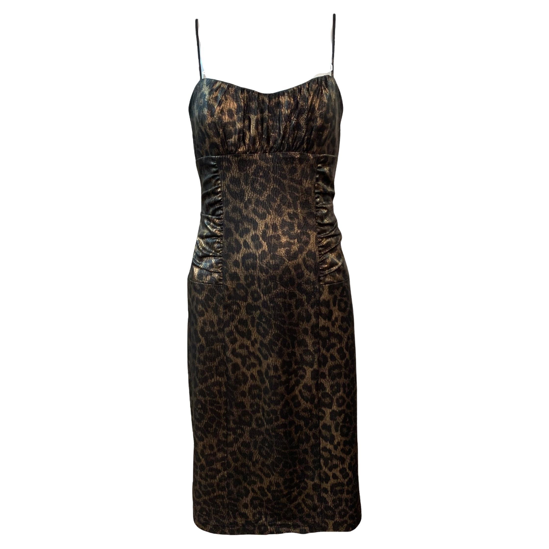 D.G. Y2K - Vestito body-con con stampa leopardata, anni 2000