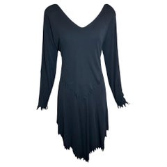 Holly's Harp Late Black Zig-Zag Layered Jersey Dress, 1970s