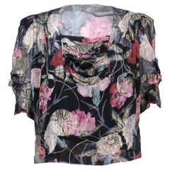 Gold Lame Floral Blouse with Draped Neckline, 1930s