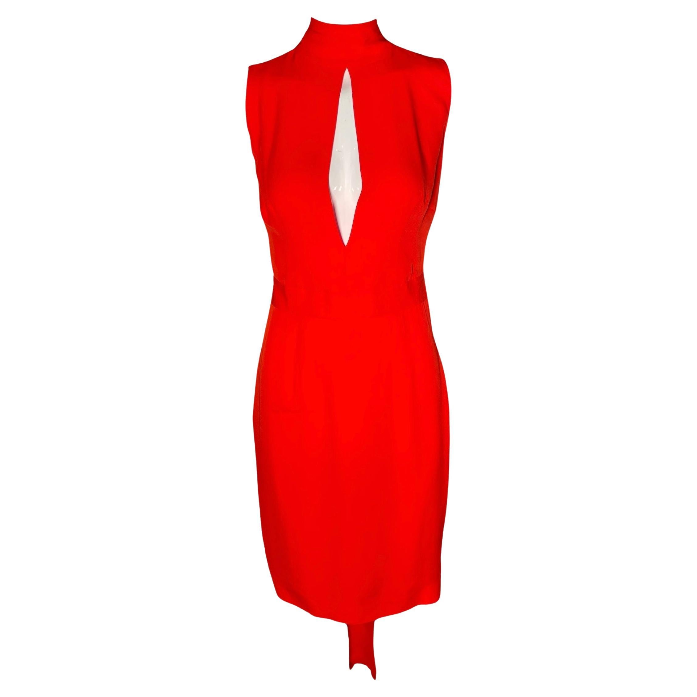DSquared2 Bright Red Silk with Dramatic Back Cocktail Dress, 2000s