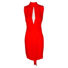 DSquared2 Bright Red Silk with Dramatic Back Cocktail Dress, 2000s