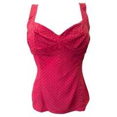 Dolce & Gabbana Red and Black Polka Dot Camisole Blouset, 2000s