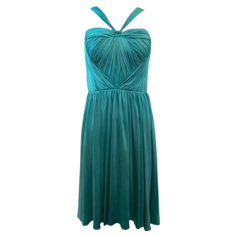 Galliano for Dior S/S Teal - Robe plissée en jersey de soie, 2005 en vente
