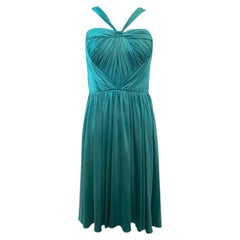 Galliano for Dior S/S Teal Pleated Silk Jersey Dress, 2005