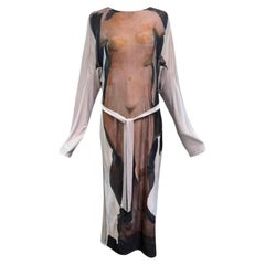 Ann Demeulemeester Trompe L'oeil Venus de Milo Print Maxi Dress, 2000s