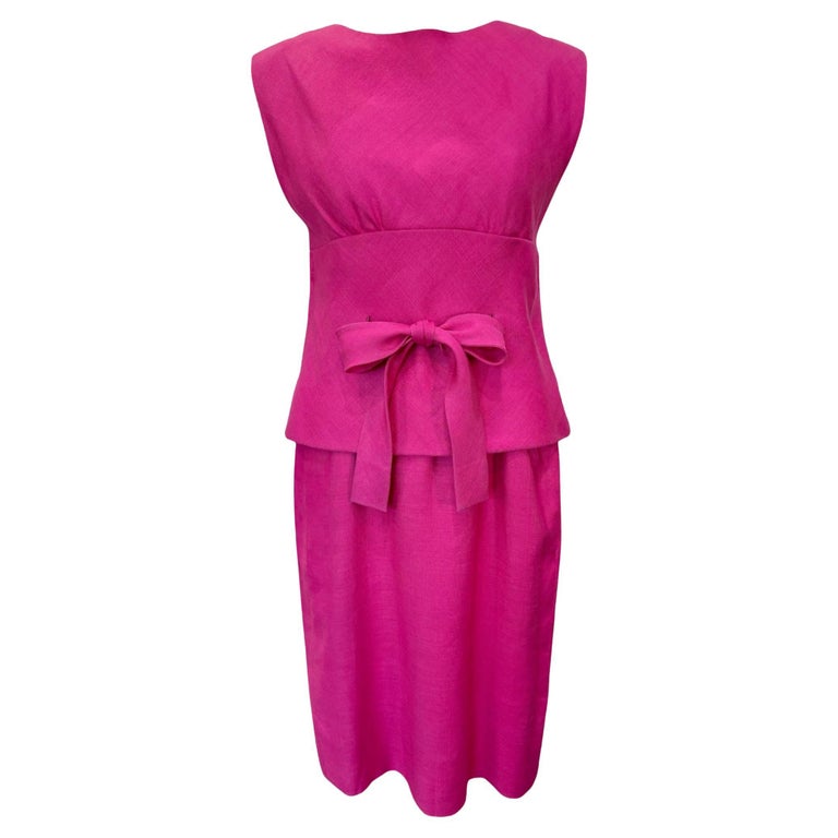 Norell Hot Pink Linen Dress with Bow Waist, 1960s For Sale at 1stDibs Norell Hot Pink Linen Dress with Bow Waist, 1960s For Sale at 1stDibs