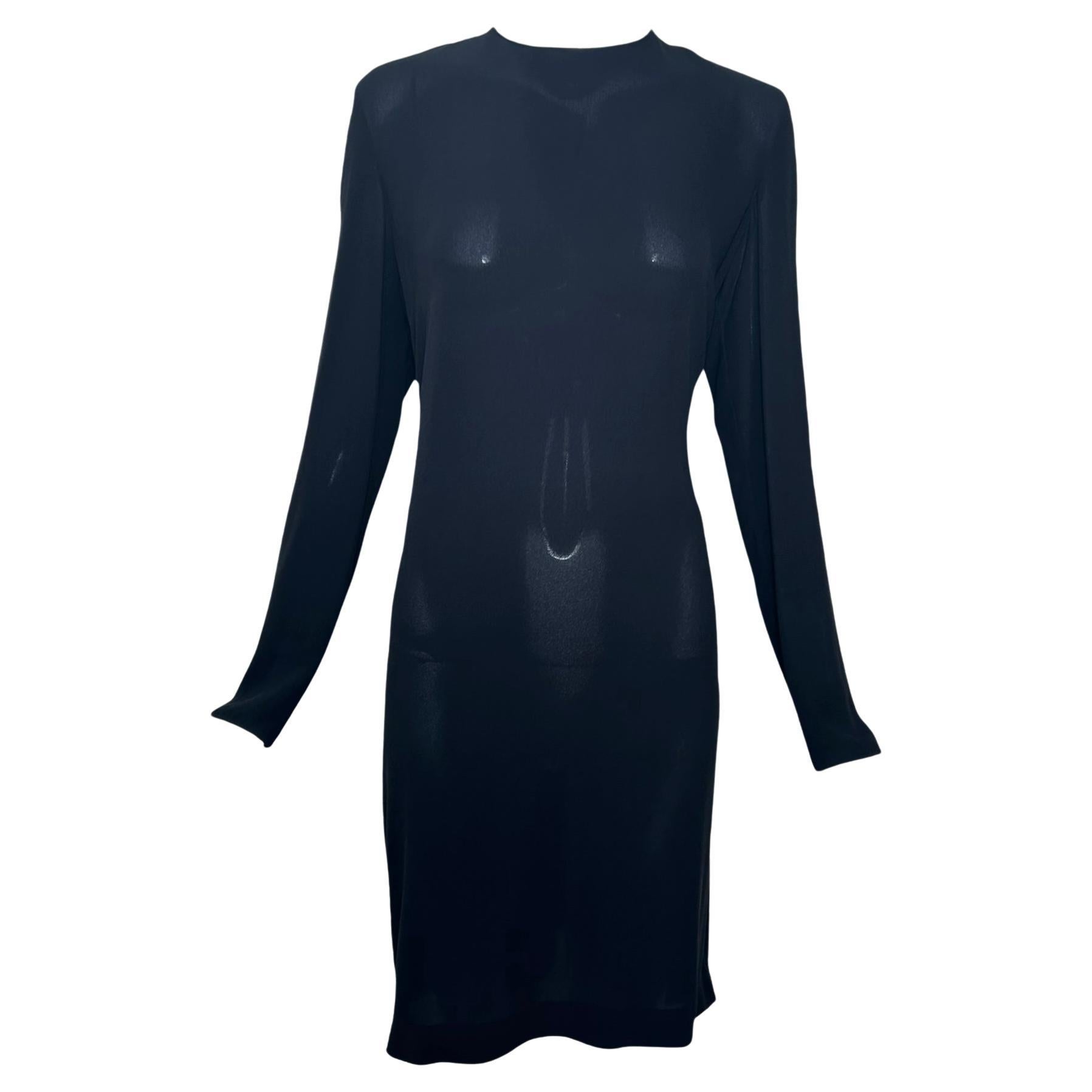 Tom Ford for Gucci F/W Schwarzes Midikleid aus Seide mit seitlichem Schlitz mit Reißverschluss, 2001