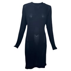 Tom Ford for Gucci F/W Black Silk Midi Dress with Zipper Side Slit, 2001