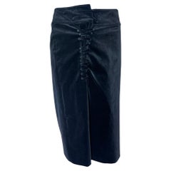 Tom Ford for Gucci F/W Black Velveteen Lace-Up Pencil Skirt, 2002