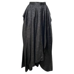 Emanuel Ungaro Couture Black Lurex Wrap Full Length Skirt, 1970s