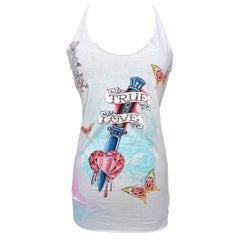 Christian Audigier Y2K Tattoo "True Love" Cotton Tank Top, New/Old
