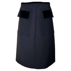 Tom Ford for Gucci F/W Black Wool Skirt with Velvet Pockets, 2000
