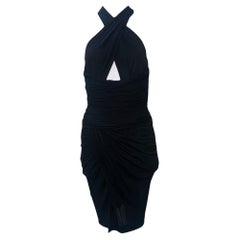 Vicky Tiel Black Jersey Halter Neck Bodycon Cocktail Dress, 1980s