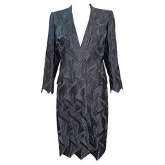 Abrigo bordado inspirado en el Art Déco, gris cañón de Akris, años 2000