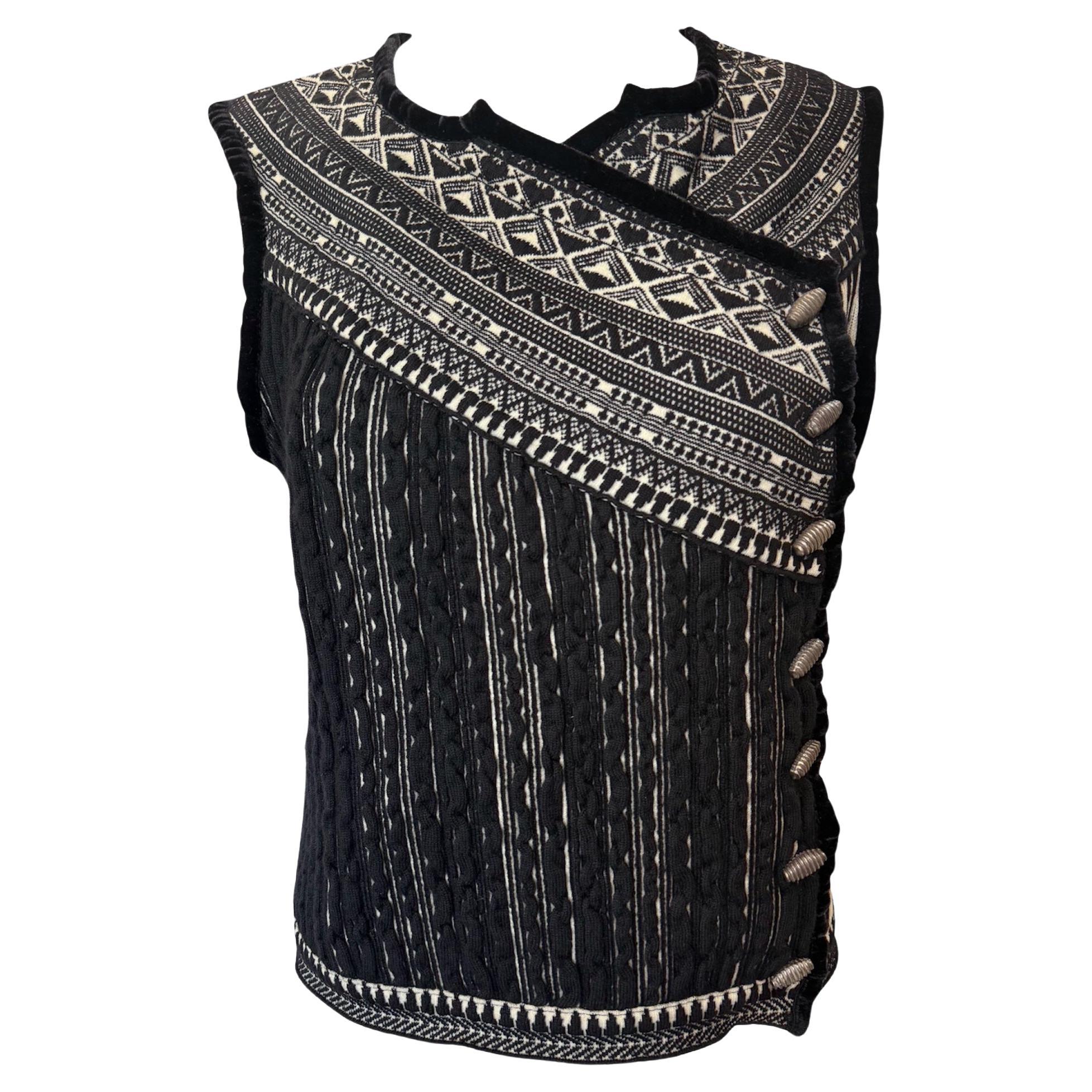Jean Paul Gaultier Maille Black and White Knit Sweater Vest