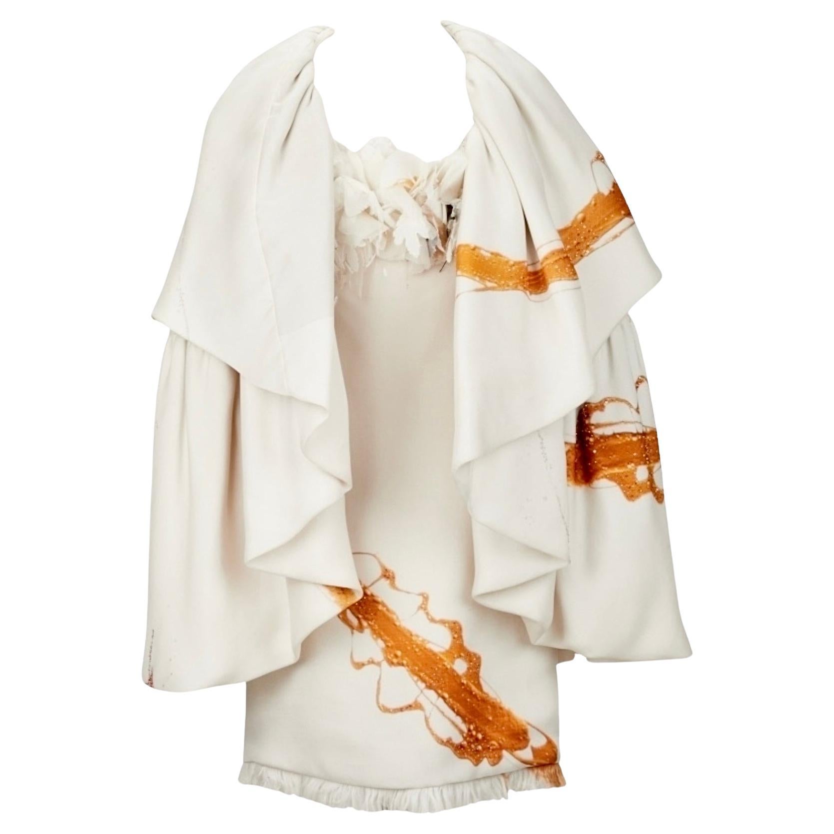 Conjunto de cóctel Chado Ralph Rucci Couture Y2K Paint Stroke Dress & Cape en venta