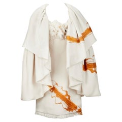 Chado Ralph Rucci Couture Y2K Paint Stroke Dress & Cape Cocktail Ensemble