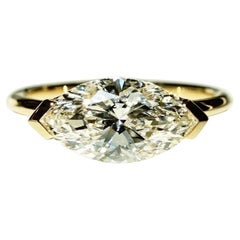 14k Massivgold Marquise Cut East To West Moissanit 2 CT Solitär-Ring
