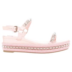 CHRISTIAN LOUBOUTIN Pyraclou 60 poupee pink patent spikes platform wedges EU38