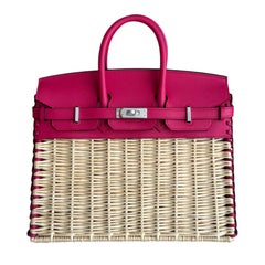 Hermes Birkin 25 Picnic Framboise Pink Leather Palladium Rare Top Handle Bag