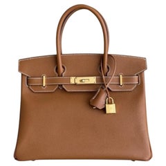Hermes Birkin 30 Gold Tan Epsom Leather Gold Hardware Rare Top Handle Bag